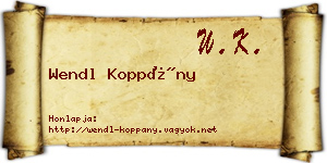Wendl Koppány névjegykártya